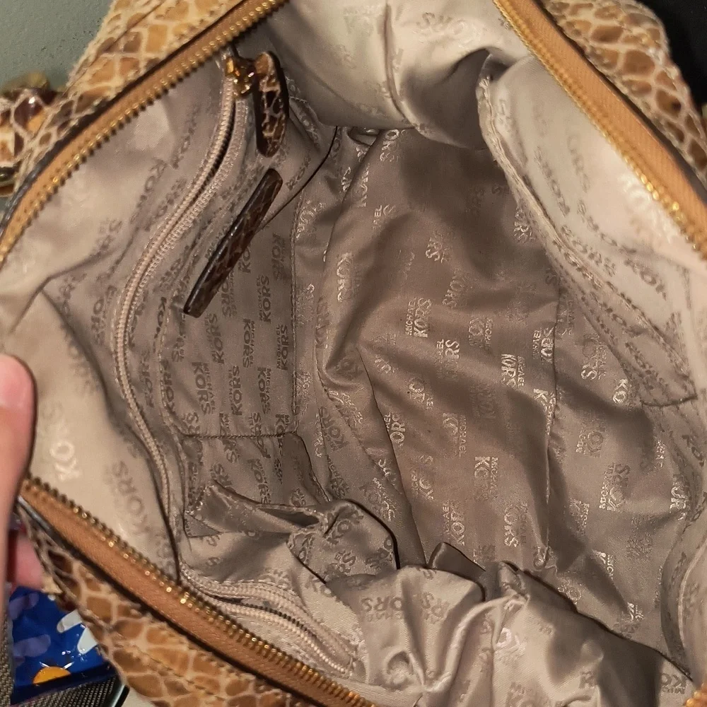 Michael Kors Tan Snake Print Shoulder Bag